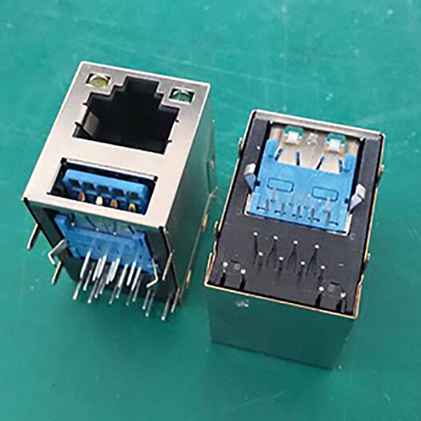 RJ45带灯无弹加单层USB3.0 - 网络直通头