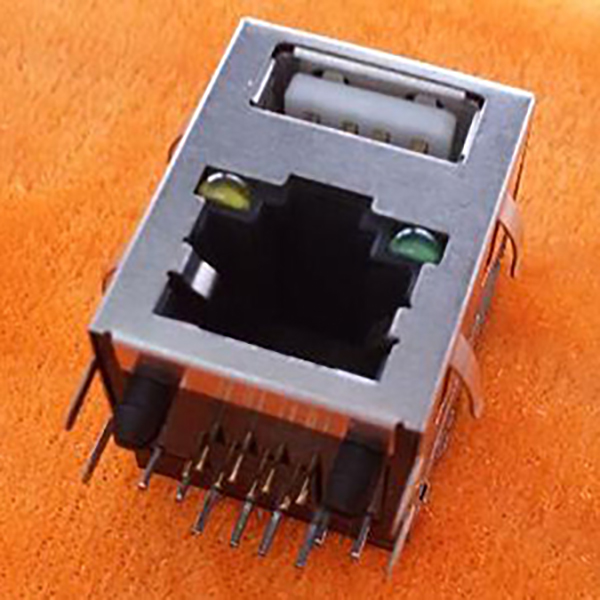 RJ45带灯带弹加单层USB2.0 - 网络直通头